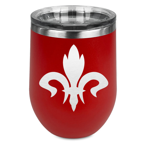 Custom Fleur De Lis Stemless Stainless Steel Wine Tumbler - Red - Single Sided