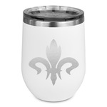 Fleur De Lis Stemless Stainless Steel Wine Tumbler - White - Single Sided