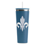 Fleur De Lis RTIC Everyday Tumbler with Straw - 28oz - Steel Blue - Double-Sided (Personalized)