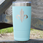 Fleur De Lis 20 oz Stainless Steel Tumbler - Teal - Double Sided (Personalized)