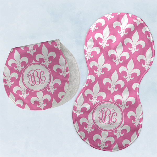 Custom Fleur De Lis Burp Pads - Velour - Set of 2 w/ Monogram