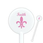 Fleur De Lis 5.5" Round Plastic Stir Sticks - White - Double Sided (Personalized)