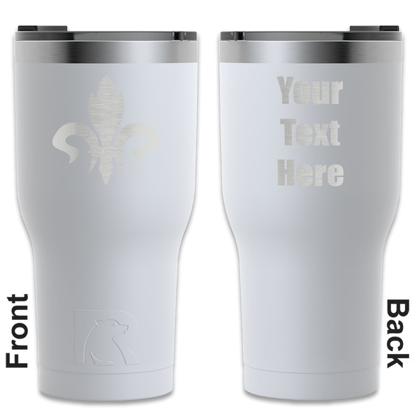 Custom Fleur De Lis RTIC Tumbler - White - Engraved Front & Back (Personalized)