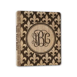 Fleur De Lis Wood 3-Ring Binder - 1" Half-Letter Size (Personalized)