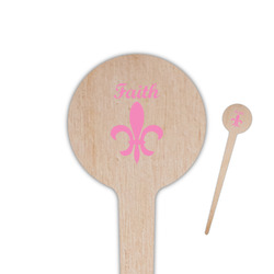 Fleur De Lis 4" Round Wooden Food Picks - Single Sided (Personalized)