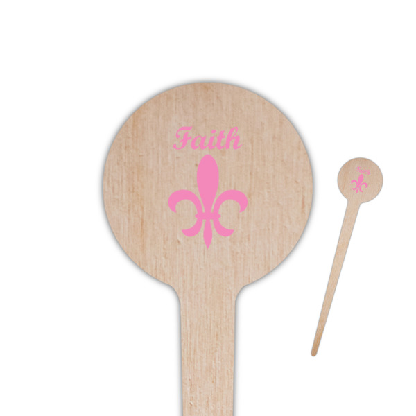 Custom Fleur De Lis 4" Round Wooden Food Picks - Single Sided (Personalized)