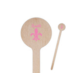 Fleur De Lis 6" Round Wooden Stir Sticks - Single Sided (Personalized)