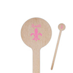 Fleur De Lis 7.5" Round Wooden Stir Sticks - Single Sided (Personalized)