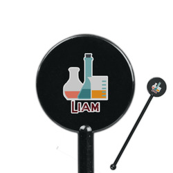 Rocket Science 5.5" Round Plastic Stir Sticks - Black - Single Sided (Personalized)