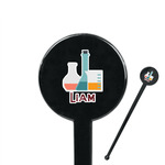 Rocket Science 7" Round Plastic Stir Sticks - Black - Single Sided (Personalized)