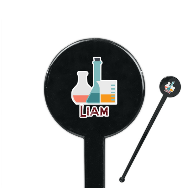 Custom Rocket Science 7" Round Plastic Stir Sticks - Black - Double Sided (Personalized)