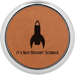 Rocket Science Leatherette Round Coaster w/ Silver Edge - Single or Set (Personalized)