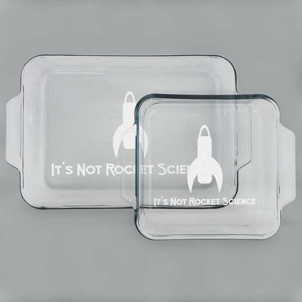 Custom Rocket Science Set of Glass Baking & Cake Dish - 13in x 9in & 8in x 8in (Personalized)