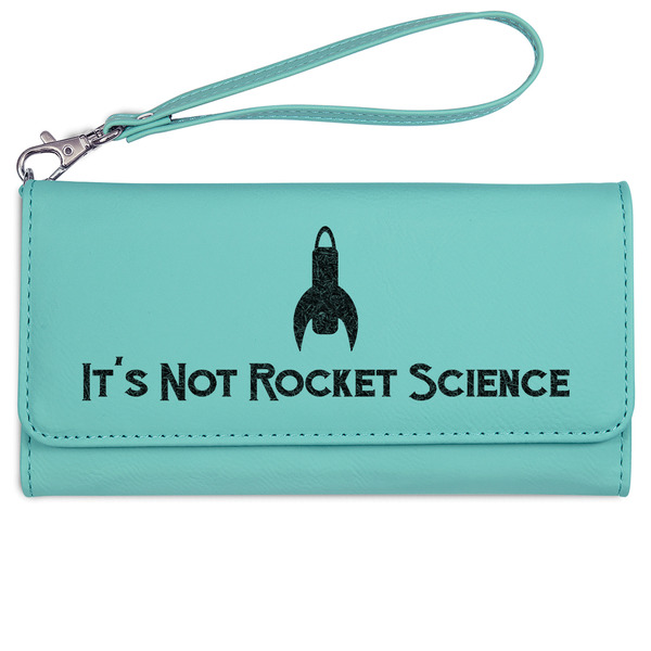 Custom Rocket Science Ladies Leatherette Wallet - Laser Engraved- Teal (Personalized)