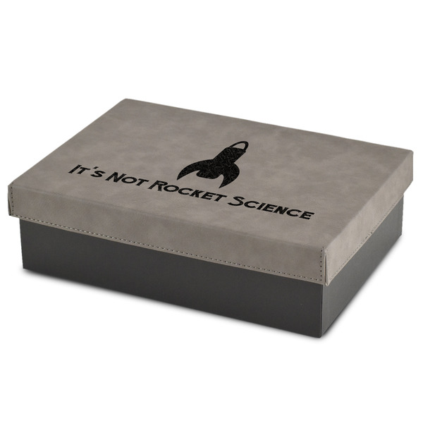 Custom Rocket Science Medium Gift Box w/ Engraved Leather Lid (Personalized)