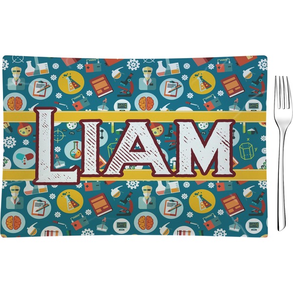 Custom Rocket Science Glass Rectangular Appetizer / Dessert Plate (Personalized)