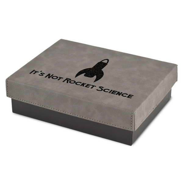 Custom Rocket Science Small Gift Box w/ Engraved Leather Lid (Personalized)