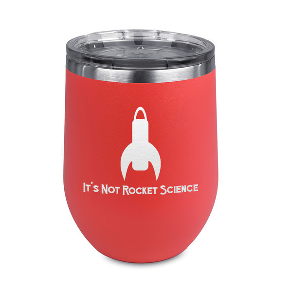 Custom Rocket Science Stemless Stainless Steel Wine Tumbler - Coral - Double Sided (Personalized)