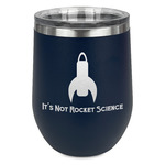 Rocket Science Stemless Stainless Steel Wine Tumbler - Navy - Single Sided (Personalized)