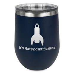 Rocket Science Stemless Stainless Steel Wine Tumbler - Navy - Single Sided (Personalized)