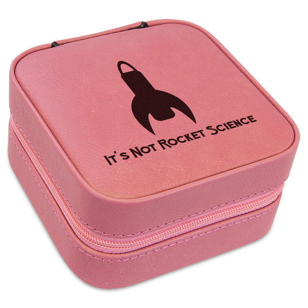 Custom Rocket Science Travel Jewelry Boxes - Pink Leather (Personalized)