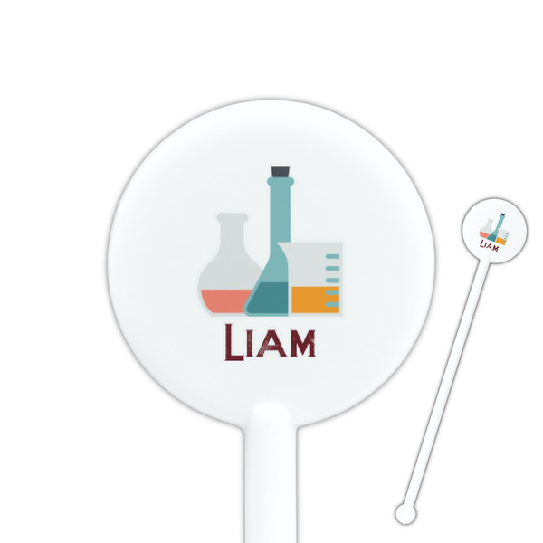 Custom Rocket Science 5.5" Round Plastic Stir Sticks - White - Single Sided (Personalized)