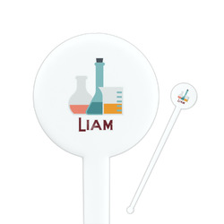 Rocket Science 7" Round Plastic Stir Sticks - White - Single Sided (Personalized)