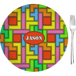 Tetromino 8" Glass Appetizer / Dessert Plates - Single or Set (Personalized)