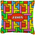 Tetromino Faux-Linen Throw Pillow 16" (Personalized)