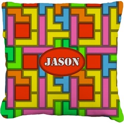 Tetromino Faux-Linen Throw Pillow 20" (Personalized)