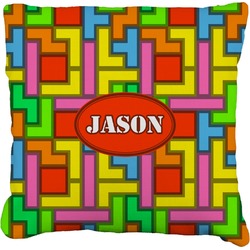 Tetromino Faux-Linen Throw Pillow (Personalized)