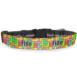 Tetromino Deluxe Dog Collar - Medium (11.5" to 17.5") (Personalized)