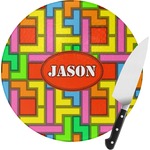 Tetromino Round Glass Cutting Board (Personalized)