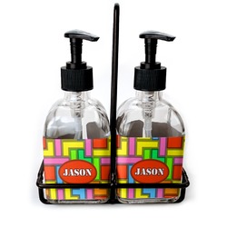 Tetromino Glass Soap & Lotion Bottle Set (Personalized)