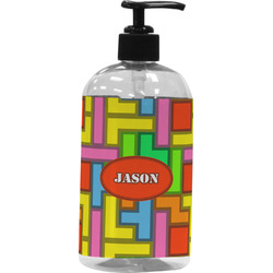 Tetromino Plastic Soap / Lotion Dispenser (16 oz - Large - Black) (Personalized)
