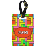 Tetromino Plastic Luggage Tag - Rectangular w/ Name or Text