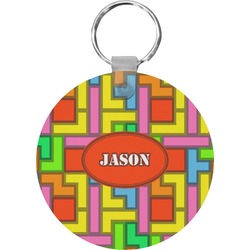 Tetromino Round Plastic Keychain (Personalized)