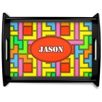 Tetromino Black Wooden Tray - Large (Personalized)