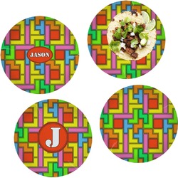 Tetromino Set of 4 Glass Lunch / Dinner Plate 10" (Personalized)