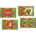 Tetromino Set of 4 Glass Rectangular Lunch / Dinner Plate (Personalized)