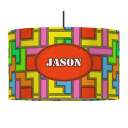 Tetromino 12" Drum Pendant Lamp - Fabric (Personalized)