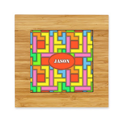 Tetromino Bamboo Trivet with Ceramic Tile Insert (Personalized)