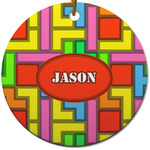 Tetromino Round Ceramic Ornament w/ Name or Text