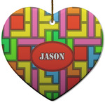 Tetromino Heart Ceramic Ornament w/ Name or Text