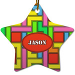 Tetromino Star Ceramic Ornament w/ Name or Text