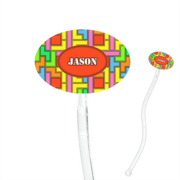 Custom Tetromino 7" Oval Plastic Stir Sticks - Clear (Personalized)