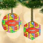 Tetromino Flat Glass Ornament w/ Name or Text