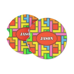 Tetromino Sandstone Car Coasters - Set of 2 (Personalized)