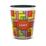 Tetromino Ceramic Shot Glass - 1.5 oz - Two Tone - Set of 4 (Personalized)