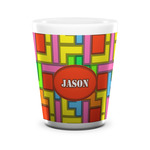 Tetromino Ceramic Shot Glass - 1.5 oz - White - Set of 4 (Personalized)